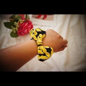 Set of 2 yellow floral bow hair tie
